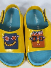 Melissa Mini Slingback Sandals Yellow Blue Cartoon Kids US 9 EU 25 Jelly Shoes