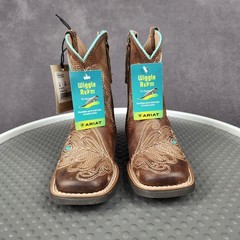Ariat Bright Eyes II Boots Kids Size 8 Brown Leather Western Square Toe Zip