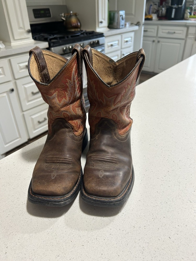 Ariat WorkHog Wide Square Toe Western Boot 10007837 Brown Leather Sz US 2