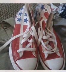 Converse Chucks American Flag Sneaker Youth Size 1 Unisex Shoes Red White Blue