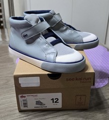 See Kai Run Drew Gray Blue Sneakers Hook & Loop Lace Up Unisex Kids Size 12