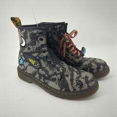Dr. Doc Martens Kids Leather Lace Up Boot Space Hydro Embroidered 4 M READ