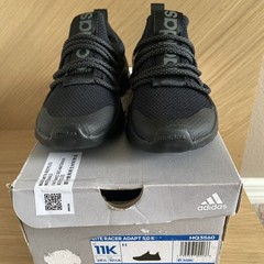 Adidas Lite Racer Adapt 5.0 Running Shoes Kids 11K Triple Black Slip On Athletic