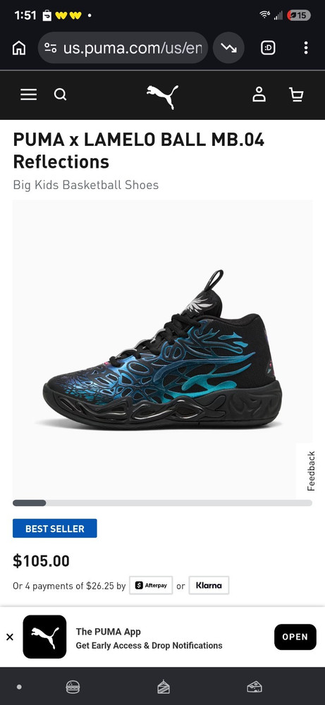 PUMA x LaMelo Ball MB.04 Reflections size 7 youth/8.5 women