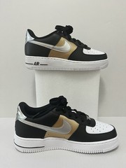 Nike Air Force 1 BG Black/Metallic Silver-White Sneakers (Size 6Y) HV0937 010
