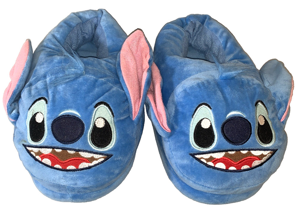 Disney STITCH Blue 3D Face Flush Slide-On Slippers Lilo & Stitch Size 7