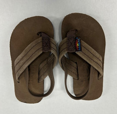 Rainbow Sandals Kids Brown Leather Double Strap Backstrap Sandals Size 5/6