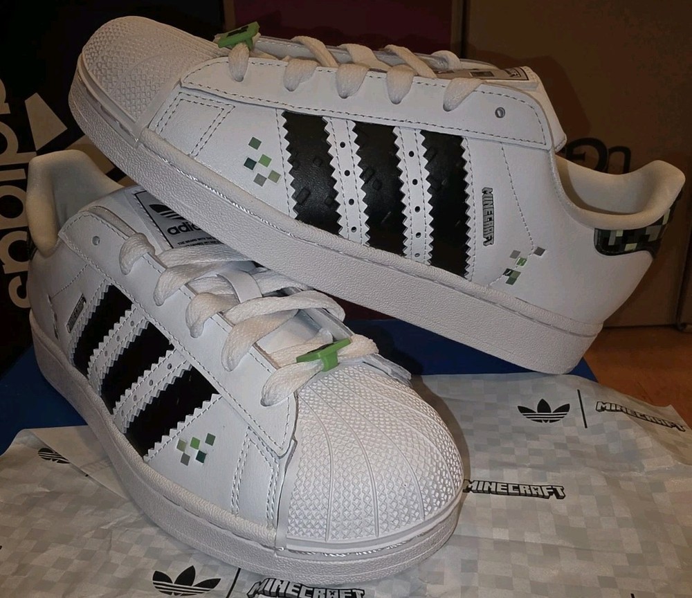 Adidas Superstar II J Minecraft Size 6.5 JQ8749 NEW