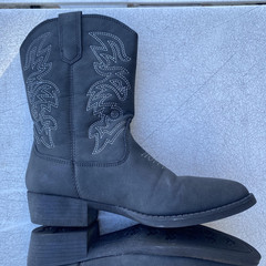 Deer Stags Ranch Boots Kids Size 2M Black Western Cowboy Faux Leather 22469