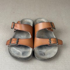Cat & Jack Drew Double Buckle Sandals Brown Unisex Kids Size 1 Pre-Owned