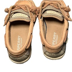 Sperry Leather Top Sider Kids Size 9 Tan Leather Boat Shoes Memory Foam
