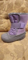 Cat & Jack Leather Kids Purple Gray Snow Boots Size 10 Hook & Loop Non-Marking