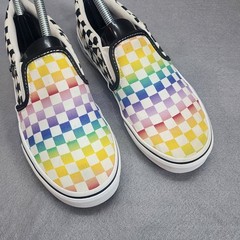 Vans Slip-On Rainbow Checkerboard Multicolor Skate Shoes Youth Size 4.0