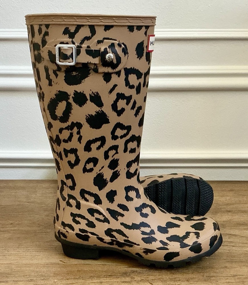 Hunter Kids Original Tall Hybrid Leopard Print Waterproof Rain Boot 2B/3G