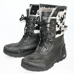 UGG Kids Butte II Back Country Camo Boot Size 4 EUR 34 Black Gray WP Lace Up