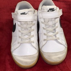 Nike DA0751-128 Sneaker Unisex Kids 3Y White Black Leather Logo Strap Lace Up