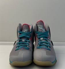Used LeBron 9 GS Sz 4Y South Beach Wolf Grey/Mnt Cndy-Nw Grn-Pnk FL 472664 006