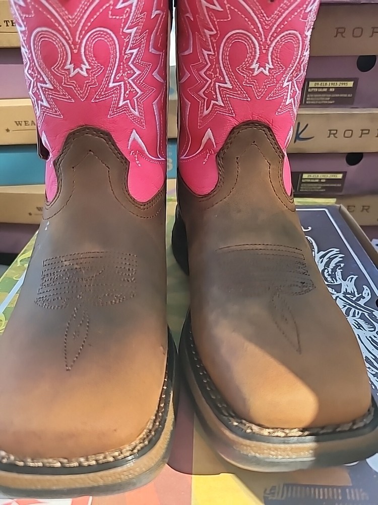 DURANGO LIL‘ REBEL PRO BIG KID’S Brown 2 M Sq Toe DWBT093 NIB Free Shipping