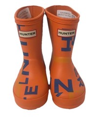 NWT Hunter Kids First Classic Exploded Logo Rain Boots Orange Blue Size 5