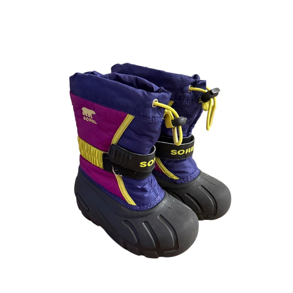 Sorel Toddler Snow Commander Boots Purple Pink Yellow NC1885-484 Size 9 Toddler