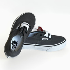 VANS Authentic Shoes Pewter Gray True White Low Top Skate Sneakers Toddler 12