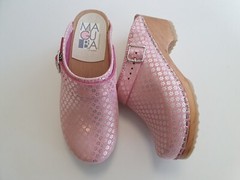 Classic Swedish Clogs for Kids Maguba Barbie Pink with Flowers