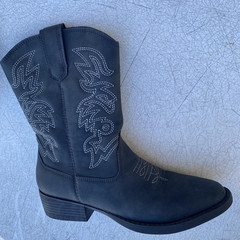 Deer Stags Ranch Boots Kids Size 2M Black Western Cowboy Faux Leather 22469