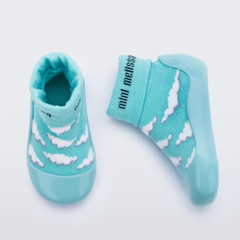 NEW Mini Melissa Baby Alpha Play Blue Sky Cloud Print Knit Sock Sneaker Flats