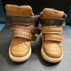 Unisex Kids Brown/Navy Ankle Boots Hook & Loop Strap Round Toe