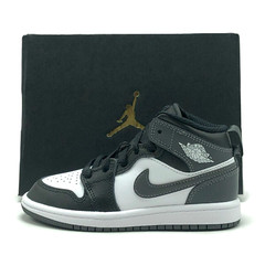 *NEW* Pre-School Kids Air Jordan 1 Mid (PS) Black/Iron Grey-White (DQ8424 001)👍
