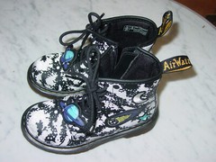 Kids Outer Space Galaxy Dr Doc Martens Black Boots Shoe 12C