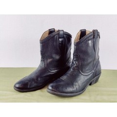 Frye Black Leather Bootie Carson Shortie Kids 13E Unisex Pull On Loops Western