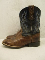 Ariat Brown and Blue Leather Square Toe Western Boots Kids Size 13 Sty 10012794