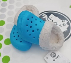 CROCS MAMMOTH BLITZEN POLAR KID BAYA CLOG SHOE~Light Blue White~Toddler C6/7~NWT