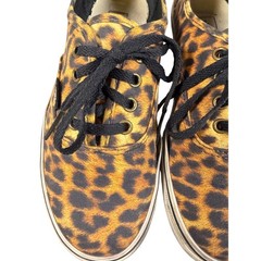 Vans Authentic Leopard Print Low Top Sneakers Kids Size 3.0 Tan Black Animal