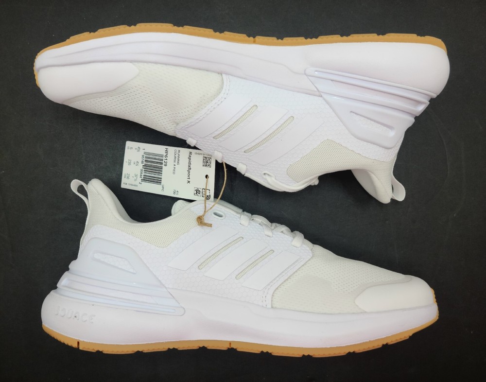 New In Box Adidas Kids Size 5 Rapida Sport K White Running Shoe Unisex