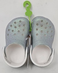 Crocs Classic Iridescent Glitter Clogs, Little Kids/Toddler, 210985-100, NEW!