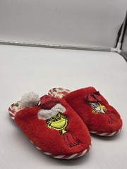 Grinch Slippers Kids Size 10 Red Plush Cindy Lou Who Mule House Christmas