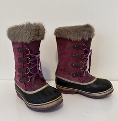SOREL Joan Of Arctic Boot Youth 4 Purple Leather Warm Felt Liner Waterproof