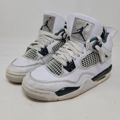 Jordan Air 4 Retro Shoe Youth Size 3.5Y White Teal Basketball Sneaker FQ8213-103