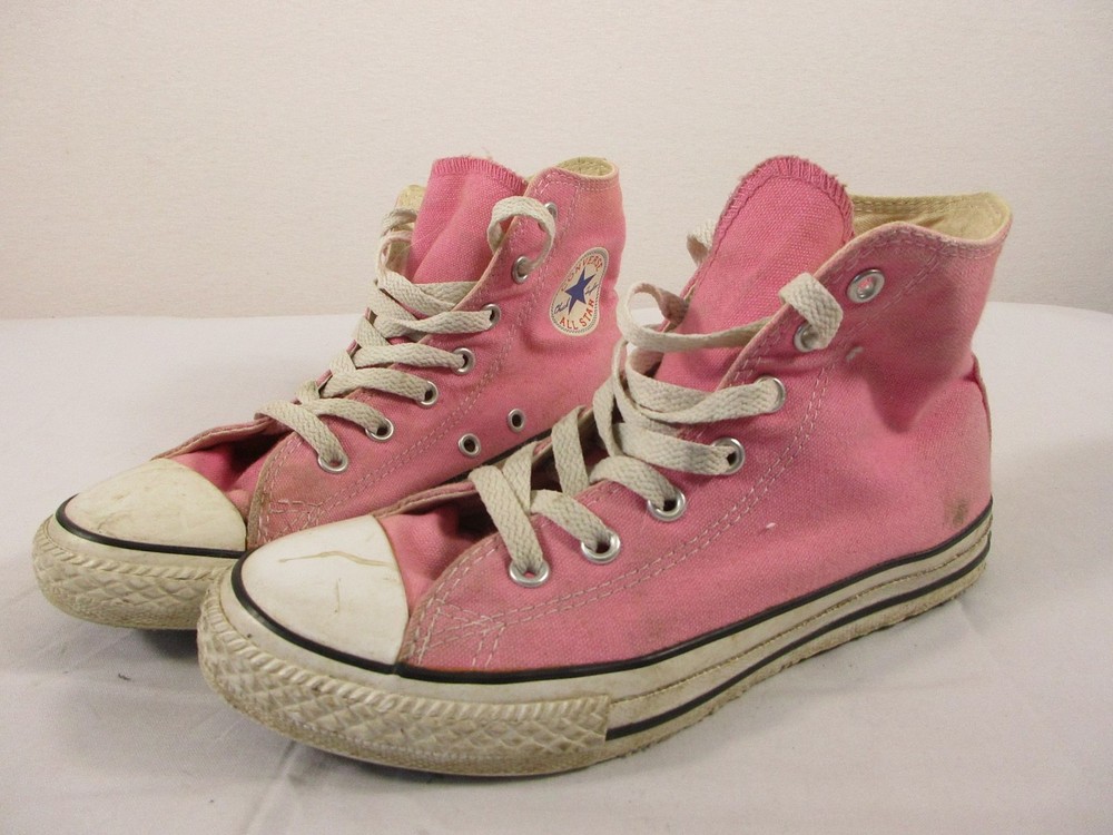 Converse Chuck Taylor All Star Youth 3 Pink High Top Canvas Sneakers Rubber Toe