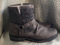 MUDD GIRLS Size 4 Grey Motorcycle Style Ankle Boots MDRAMIGREY NEW IN BOX