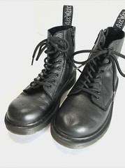 Dr. Martens Pascal Mono 1460 Black Leather Zipper Unisex Kids Combat Boot Size 1