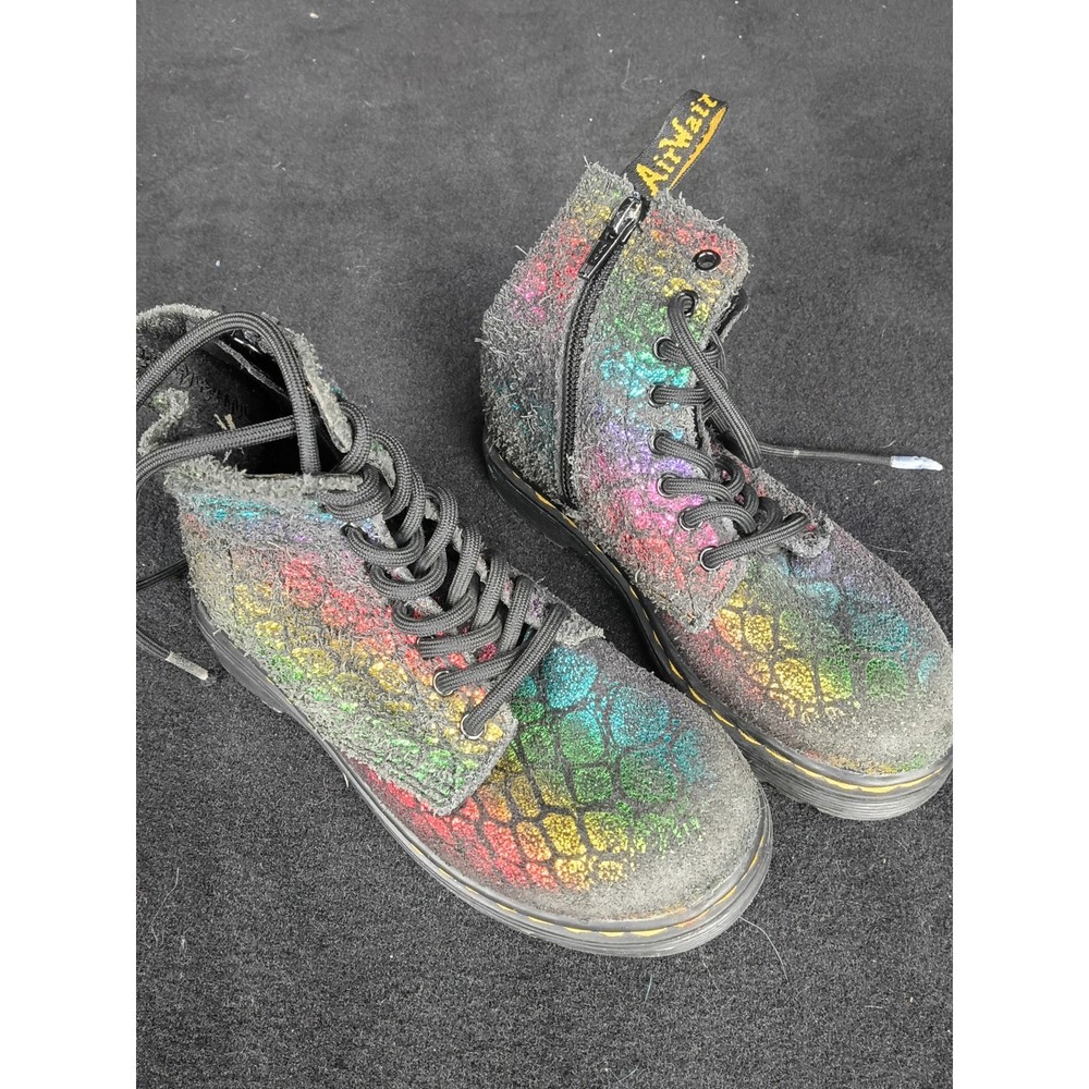 Dr. Martens 1460 Pascal J Kids Rainbow Metallic Scaly Suede Boots Size 11 US