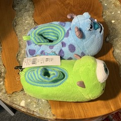 Disney Pixar Monsters Inc Mike Wazowski & Sulley Slip-On Slippers Kids 9-10