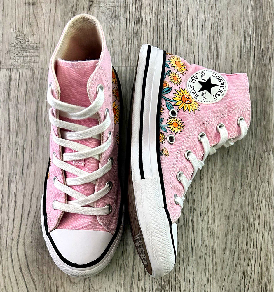 Converse Chuck Taylor All Star Unisex Kids Sneakers Pink Floral High Top US 1
