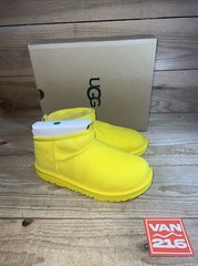 NEW SZ 5: UGG Classic Ultra Mini Yellow Wool Round Toe Pull On Boots: 1130750K