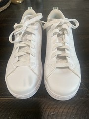Youth Adidas White/Green VS Advantage Clean Sneakers Unisex Big Kid Shoes 4 1/2