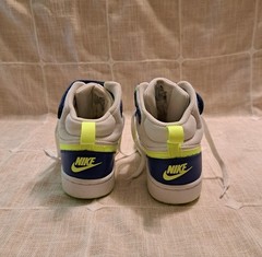 Nike Court Borough Mid Top Leather Lace-Up Sneakers 4.5Y Blue/White/Yellow
