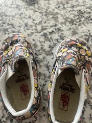 VANS X Peanuts Classic Slip-On Shoes Kids Black Print “The Gang” Size 13